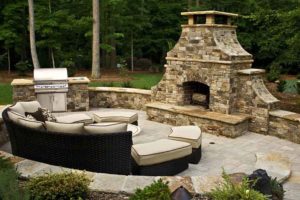 FireRock outdoor fireplace with arched front