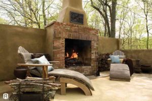 FireRock outdoor fireplace with straight front